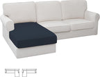 Easy-Going Stretch Sectional Couch Covers 1 Piece Chaise Lounge Slipcover L Shape Separate Cushion Couch Seat Chaise Cover for Both Left/Right Sectional Couch Dark Blue