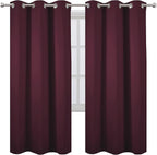 LEMOMO Burgundy Red Blackout Curtains/42 x 72 Inch/Set of 2 Panels Room Darkening Curtains for Bedroom