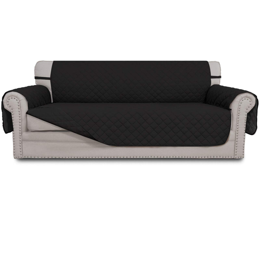 Easy-Going Reversible Couch Cover, 3 Cushion Sofa, Large, Black/Black