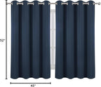 LEMOMO Navy Blue Blackout Curtains/52 x 45 Inch/Set of 2 Panels Room Darkening Short Curtains