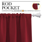 NICETOWN Christmas Burgundy Curtains Blackout Drape Panels - Lights Block Out Window Treatment Short Curtain Sets for Loft and Basement Decoration (Set of 2, 34 by 72-Inch)