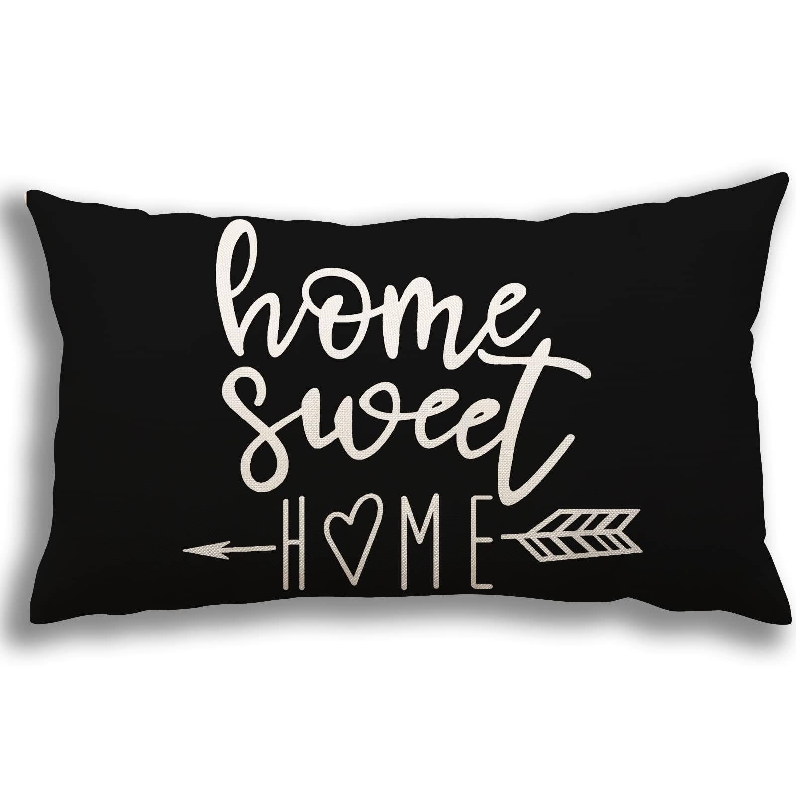 YCOLL Lumbar Pillow Covers 12x20 Set of 4, Modern Sofa Throw Pillow Cover, Decorative Outdoor Linen Fabric Pillow Case for Couch Bed Car, Black