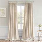 MIULEE Cream Beige Back Tab Blackout Curtains 52x92 Inch Long 2 Panels Set