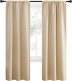 NICETOWN Blackout Room Darkening Curtains - Home Decoration Light & Noise Reducing Thermal Insulated Window Draperies with Rod Pocket Top (Biscotti Beige, 2 Panels, 34 inches Wide x 72 inches Long)
