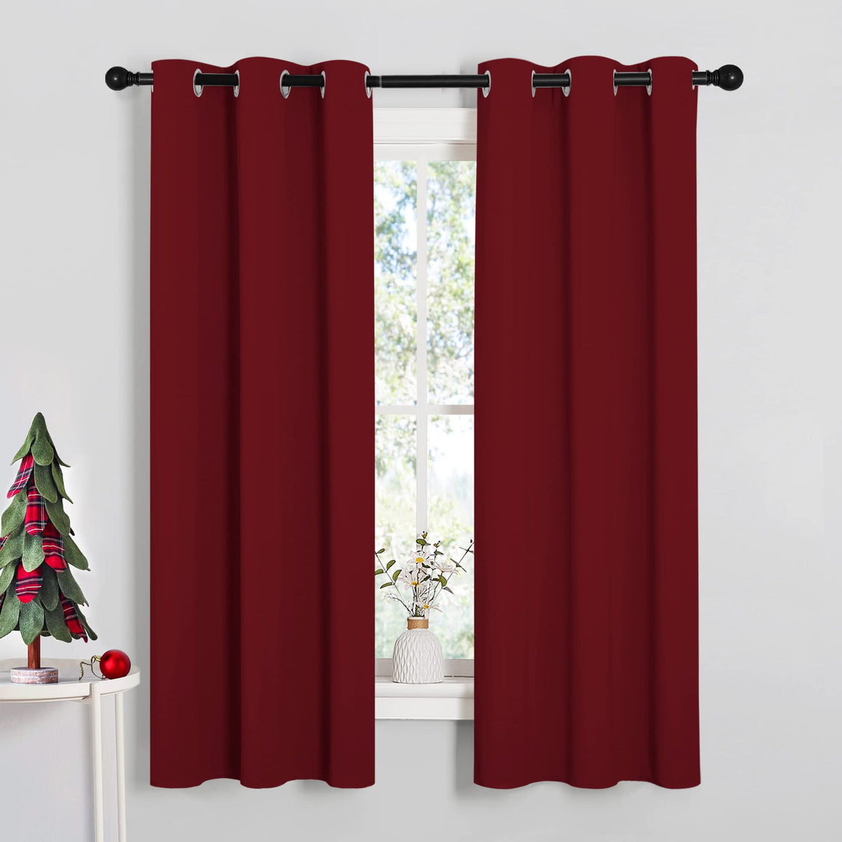 NICETOWN Black Blackout Curtains for Living Room 34" w x 63" L 2 Panels