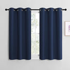 NICETOWN Blackout Draperies Curtains, Navy, 1 Pair, 34 x 36 inches, All Season Thermal Insulated Solid Grommet Top Blackout Curtains/Drapes for Kid's Room