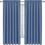 DWCN Blackout Curtains for Living Room Thermal Insulated, Energy Saving & Noise Reducing Bedroom Curtains, Dusty Blue, W 70x L 72 Inch, Set of 2 Rod Pocket Curtain Panels
