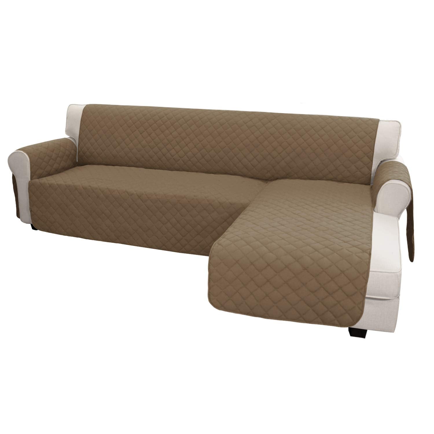 Easy-Going L Shape Sofa Slipcover - Sectional Couch Cover With Chaise Lounge - Reversible Furniture Protector for Pets, Kids, Children, Dogs, Cats (Small, Camel/Camel)