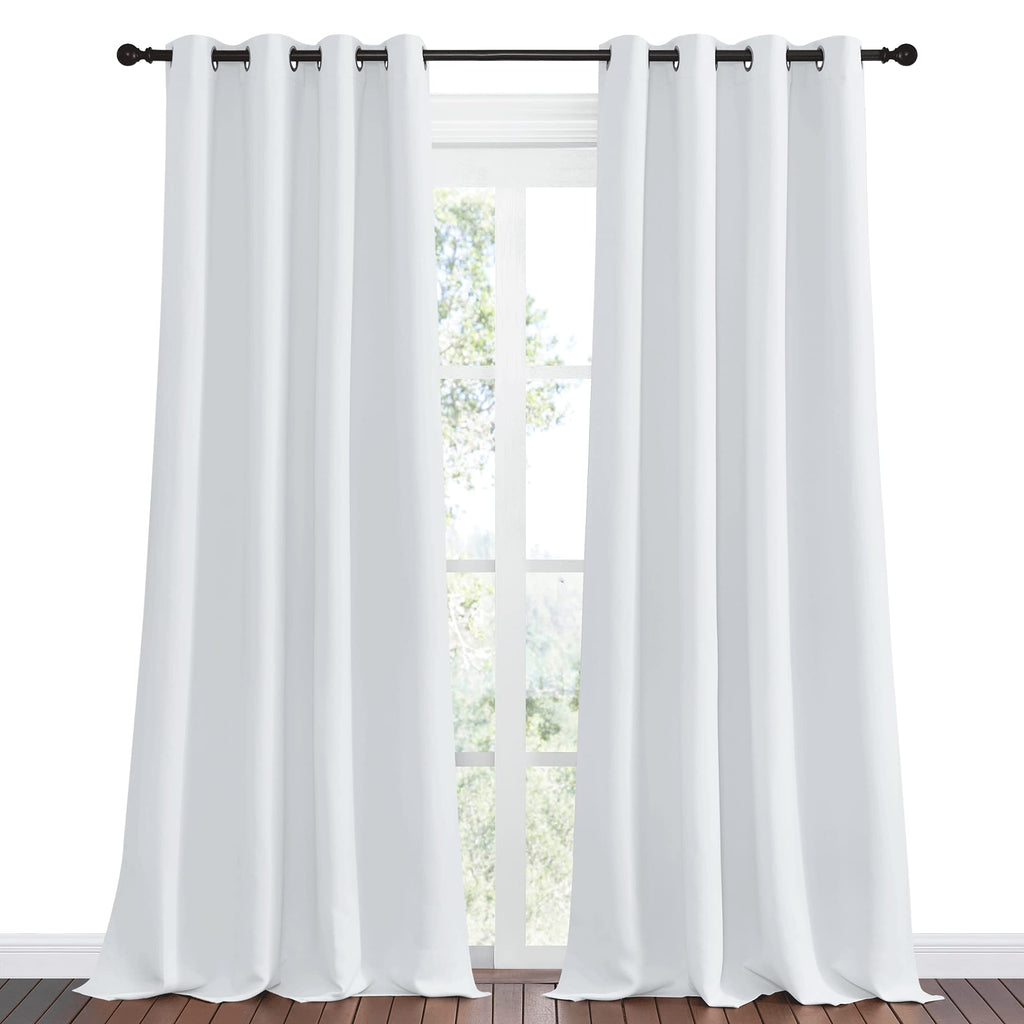 NICETOWN Room Darkening Curtain Panels, 2 Panels, 55 inches W x 102 inches, Greyish White, Home Fashion Ring Top Thermal Insulated Room Darkening Curtains for Bedroom/Nursery