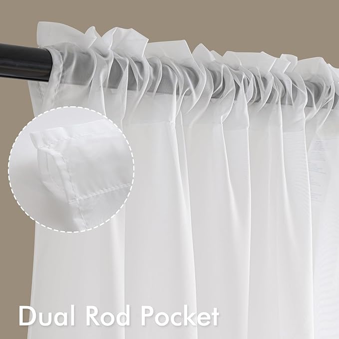 MIULEE White Sheer Curtains 84 Inches Long 4 Panels 54 x 84 Inches