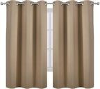 LEMOMO Blackout Curtains 42 x 63 inch/Natural Curtains Set of 2 Panels/Thermal Insulated Room Darkening Bedroom Curtains