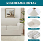 Turquoize 4 Piece Sofa Covers for 3 Cushion Couch Sofa Slipcover Soft Couch Cover for Dogs-Washable Sofa Furniture Covers with 3 Individual Large Cushion Covers (XL Sofa, Cream)