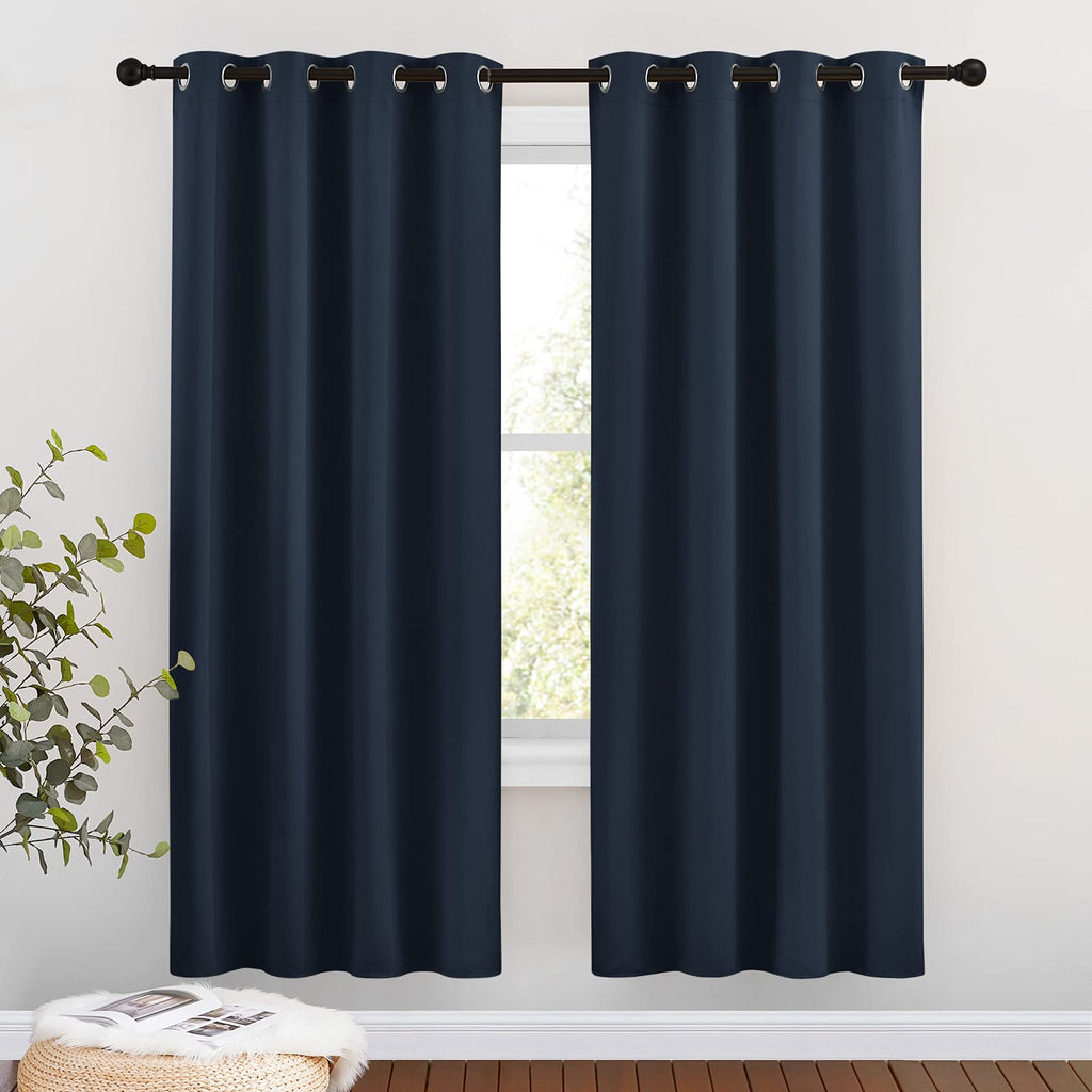 NICETOWN Blackout Curtain Panels 72 - Window Treatment Energy Saving Thermal Insulated Solid Grommet Blackout Drapes for Living Room (Navy, 1 Pair, 46 by 72-Inch)