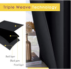 NICETOWN Bathroom Blackout Curtains and Drapes, Black Solid Thermal Insulated Grommet Blackout Drapery Panels for Window (2 Panels, 70 inches Wide by 54 inches Long, Black)