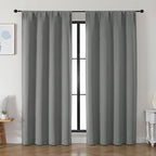 Simplebrand Ava Light Grey Blackout Curtains for Bedroom 84 Inch Length 2 Panels Set, Solid Thermal Insulated Privacy Living Room Window Treatment Curtains Blackout Drapes, W50 x L84 Inch, Light Grey
