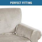 H.VERSAILTEX 1 Peice Stretch Velvet Sofa Covers for 3 Cushion Couch Covers Sofa Slipcovers Furniture Protector Soft, Crafted from Thick Comfy Rich Velour (Sofa 72"-90", Oatmeal)