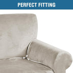 H.VERSAILTEX Stretch Velvet Sofa Covers Large Couch Covers Sofa Slipcovers Furniture Protector Soft with Non Slip Elastic Bottom, Feature Thick Comfy Rich Velour (Extra Wide Sofa 98"-105", Oatmeal)