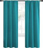 NICETOWN Peacock Blue Blackout Curtains Panels for Window, Thermal Insulated Rod Pocket Blackout Drapes/Draperies for Living Room (2 Panels, W34 x L72 inches)