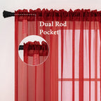 MIULEE 2 Panels Red Sheer Christmas Window Curtains 54 X 45 Inches