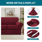Turquoize 4 Piece Sofa Covers for 3 Cushion Couch Sofa Slipcover Soft Couch Cover for Dogs-Washable Sofa Furniture Covers with 3 Individual Cushion Covers,Jacquard Fabric(3 Cushion Sofa, Burgundy)