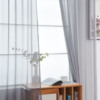 SpaceDresser Sheer Voile Window Treatment Rod Pocket Curtain Panels for Kitchen Bedroom Living Room Drapes Sunlight Filtering Privacy Semi Home Decor Assorted Colors Sizes (Grey, 52 W x 90 L)