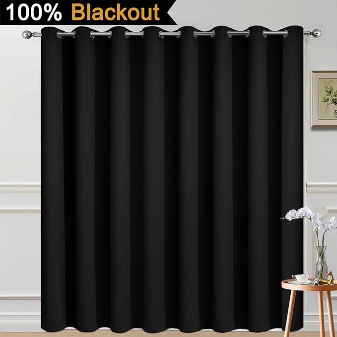 Yakamok Black 100% Blackout Patio Door Curtain Panels W100 x L96,1 Panel