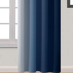 Yakamok Blue Ombre Curtains Room Darkening Grommet Curtains for Bedroom, Light Blocking Thermal Insulated Window Drapes for Living Room(2 Panels, 52x90 Inch)