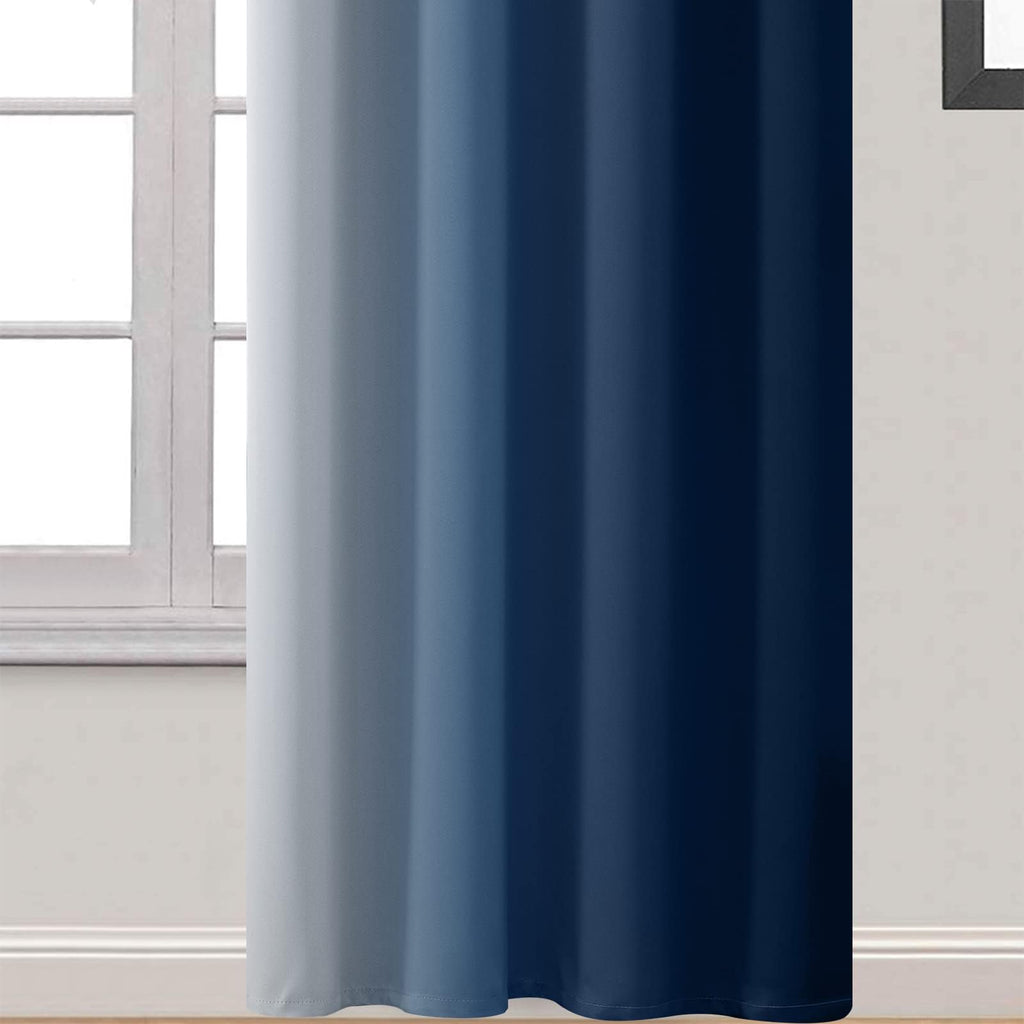 Yakamok Ombre Curtains Blue and Greyish White for Living Room,52Wx90L