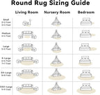 OLANLY Ivory Round Rugs for Bedroom - Machine Washable, 8 ft Circle Area Rugs for Living Room, Soft and Fluffy Shaggy Carpet for Teen Girls and Boys, Nursery Rooms, Dorms, Home Decor Aesthetic