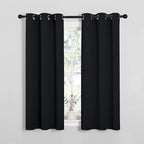 NICETOWN Blackout Draperies Window Curtain Panels, Autumn/Winter Thermal Insulated Solid Grommet Blackout Curtains/Drapes for Cafe (Set of 2, 34 inches by 54 inches, Black)