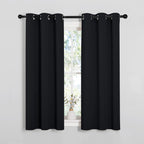 NICETOWN Blackout Draperies Window Curtain Panels, Autumn/Winter Thermal Insulated Solid Grommet Blackout Curtains/Drapes for Cafe (Set of 2, 34 inches by 54 inches, Black)