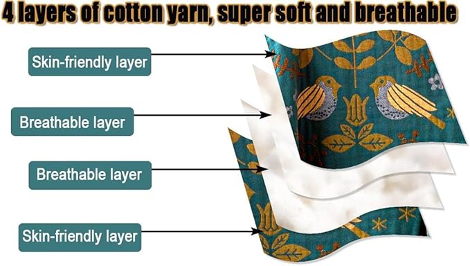 MSGKV Boho Throw Blanket 60"x80" 100% Cotton Bird Quilt for Bed & Couch