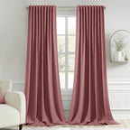 MIULEE Dusty Rose Back Tab Blackout Curtains 108 Inch Long 2 Panels Set for Bedroom, Rod Pocket/Pinch Pleat Extra Long Thermal Insulated Living Room Darkening Pleated Light Blocking Drapes