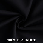 Yakamok 100% Blackout Curtains Black Room Darkening Thermal Insulated Window Curtain with 2 Thick Layers-Set of 2 Panels Grommet Top Drapes for Bedroom Living Room 52 Inches by 63 Inches Length