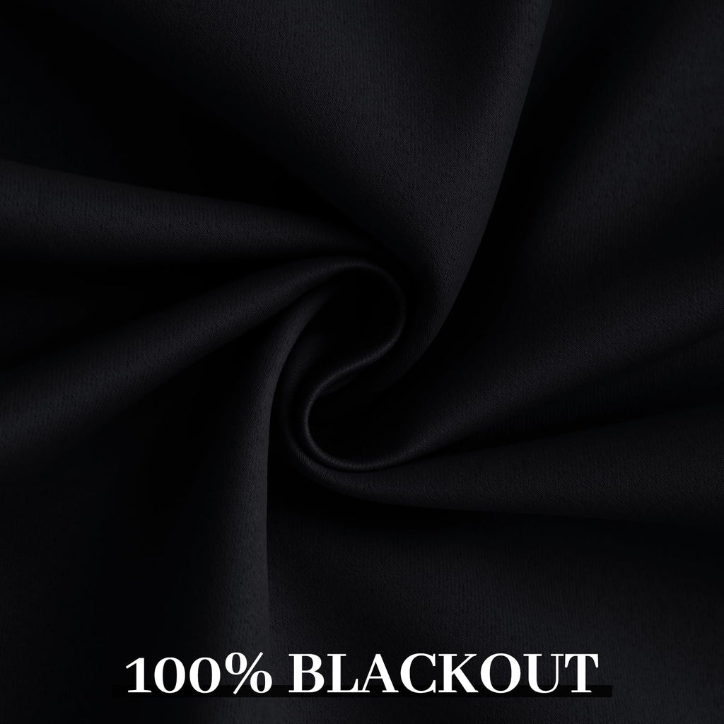 Yakamok Grey 100% Blackout Curtains W100xL84 inch Gray Sliding Door Drapes