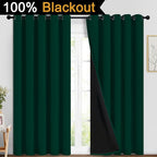 Yakamok Dark Green 100% Blackout Curtains 84 Inches Long 70" Wide 2 Panels