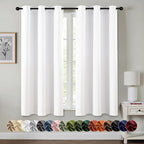 MIULEE Pure White Room Darkening Curtains - Grommet Top Bedroom Window Treatment Curtains Thermal Insulated Drapes for Living Room Kitchen Light Blocking Drapery, 40 x 45 Inches Long, 2 Panels