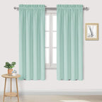DWCN Blackout Curtains for Living Room Thermal Insulated, Energy Saving & Noise Reducing Bedroom Curtains, Mint Green, W 42x L 63 Inch, Set of 2 Rod Pocket Curtain Panels