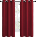 NICETOWN Christmas Burgundy Red Kitchen Blackout Curtain Panels, Thermal Insulated Grommet Top Blackout Draperies and Drapes for Basement (2 Panels, W42 x L68-inch)