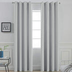 Yakamok Blackout Curtains Room Darkening Thermal Insulated Window Panels,Solid Grommet Top Drapes for Bedroom/Living Room(52Wx90L, Light Grey, 2 Panels)