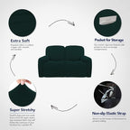 PureFit Super Stretch Loveseat Recliner Sofa Couch Cover with Pocket – 2 Seat Non Slip Soft Sofa Slipcover, Washable Reclining Furniture Protector for Kid, Pet (Recliner Loveseat, Deep Teal)