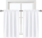 DWCN White Curtains for Living Room Thermal Insulated, 50% Light Blocking Curtains for Bedroom, Dining Room Window, W 52x L 36 Inch, Set of 2 Rod Pocket Curtain Panels