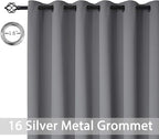 Yakamok Blackout Patio Curtains 100x84 Inches for Sliding Door Extral Wide Blackout Curtain Panels Thermal Insulated Room Divider - Grommet Top, 7' Tall by 8.3' Wide - Grey