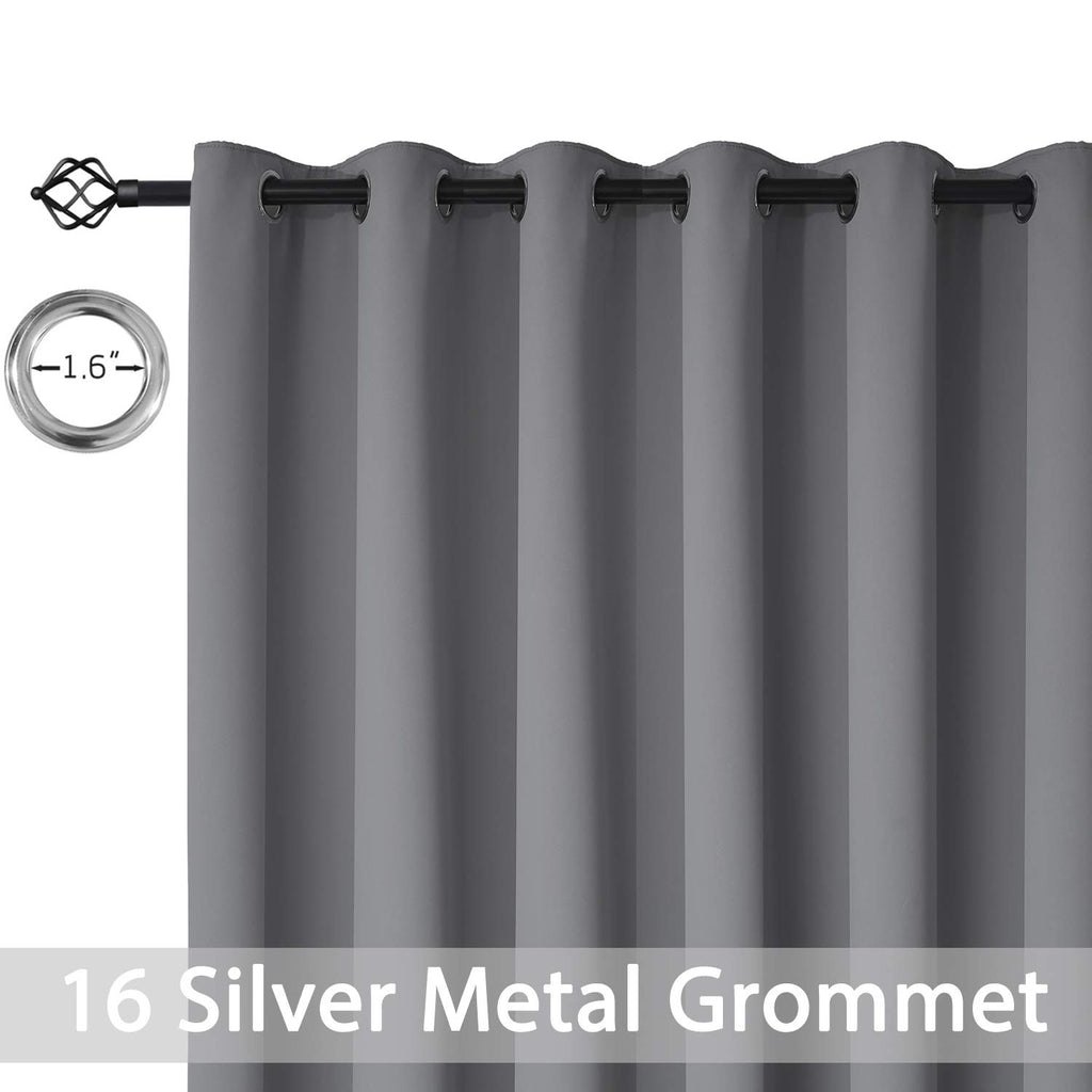 Yakamok Grey Room Darkening Curtains 84 inch Gray Sliding Door Drapes