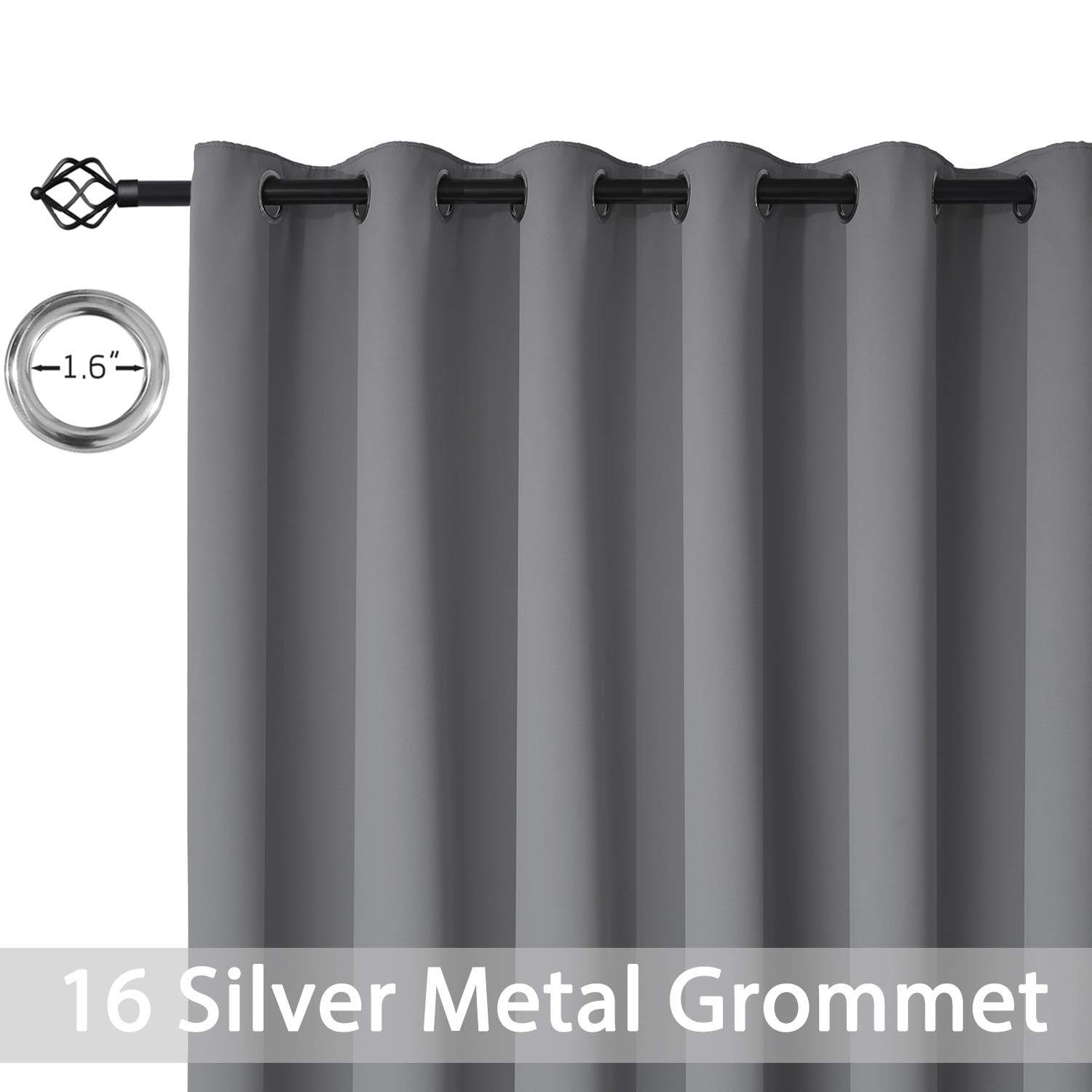 Yakamok Grey Room Darkening Curtains 84 inch Gray Sliding Door Drapes