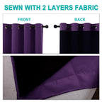 NICETOWN 100% Blackout Blinds, Set of 2, 46" x 96", Royal Purple, Laundry Room Decor Window Treatment Curtains for Large Patio Sliding Door, Thermal Insulated Curtains for Bedroom