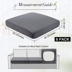 Newwiee 8Pcs Patio Cushion Covers Stretch Outdoor Cushion Cover Replacement for Patio Furniture Sofa Couch Slipcovers, Soft Flexibility Washable Furniture Protector(Waterproof Pure,Dark Gray)