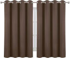 LEMOMO Blackout Curtains 66 x 54 Inch Long Chocolate Curtains Set of 2 Panels Room Darkening Curtains for Bedroom and Living Room