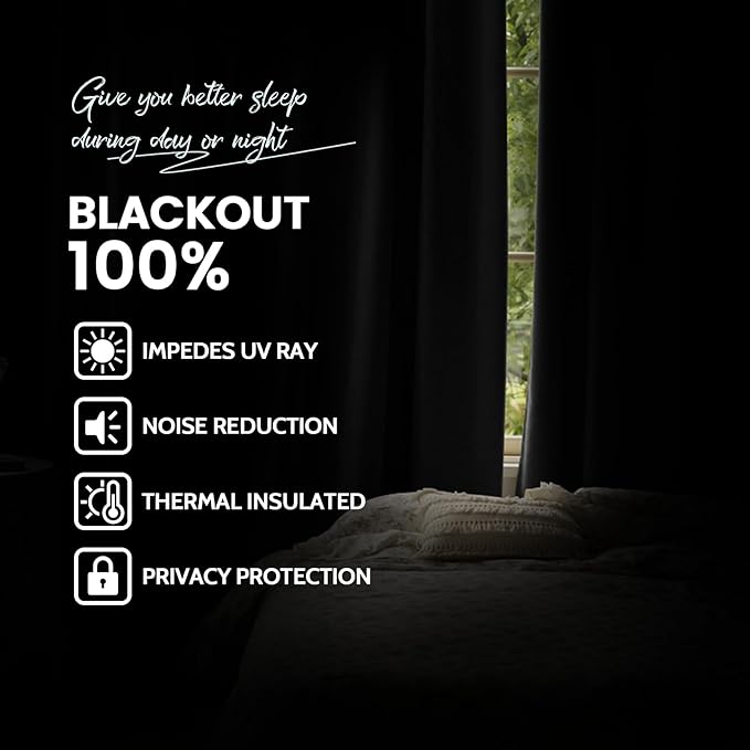 Yakamok 100% Blackout Curtains 38x63 inch Length Charcoal Grey-Bedroom