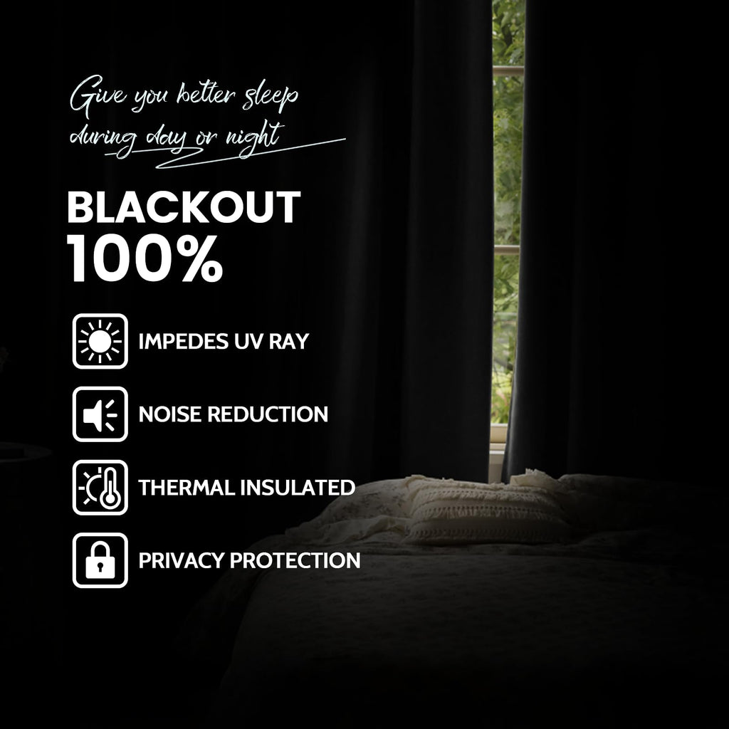 Yakamok Grey 100% Blackout Curtains 38x84 inch Long Gray Drapes-Bedroom